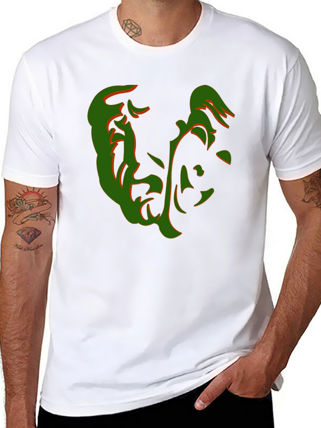 Abstract Face Graphic Tee - Stylish Black T-Shirt