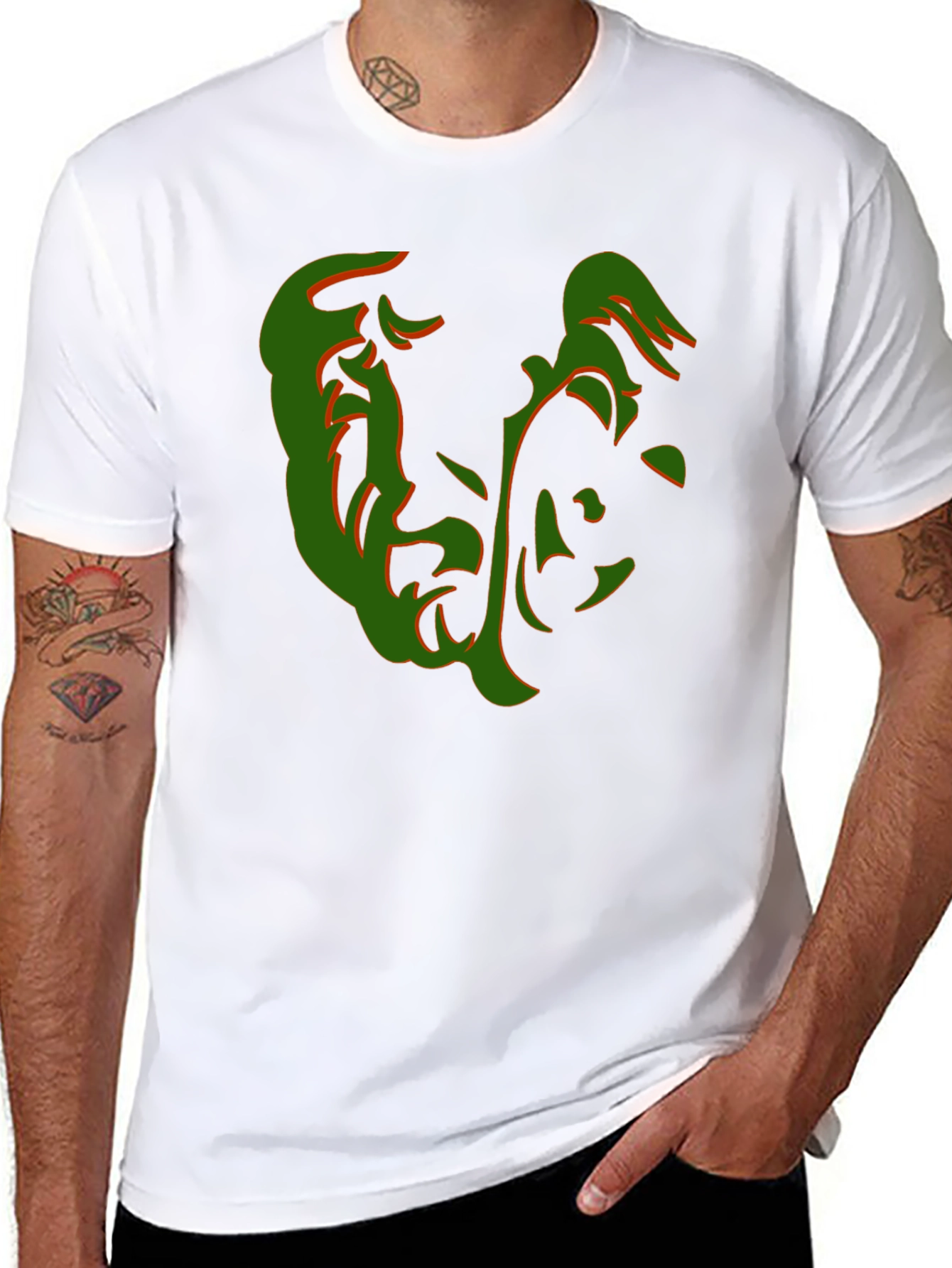 Abstract Face Graphic Tee - Stylish Black T-Shirt