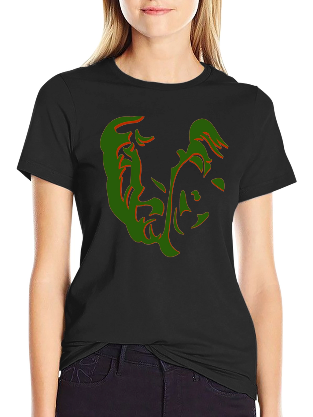 Abstract Face Graphic Tee - Stylish Black T-Shirt