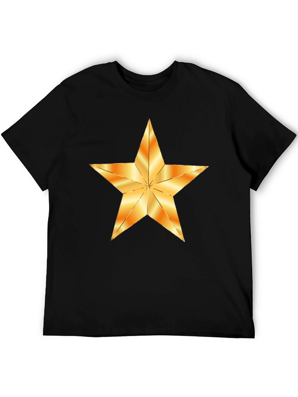 Black T-Shirt with Golden Star Graphic