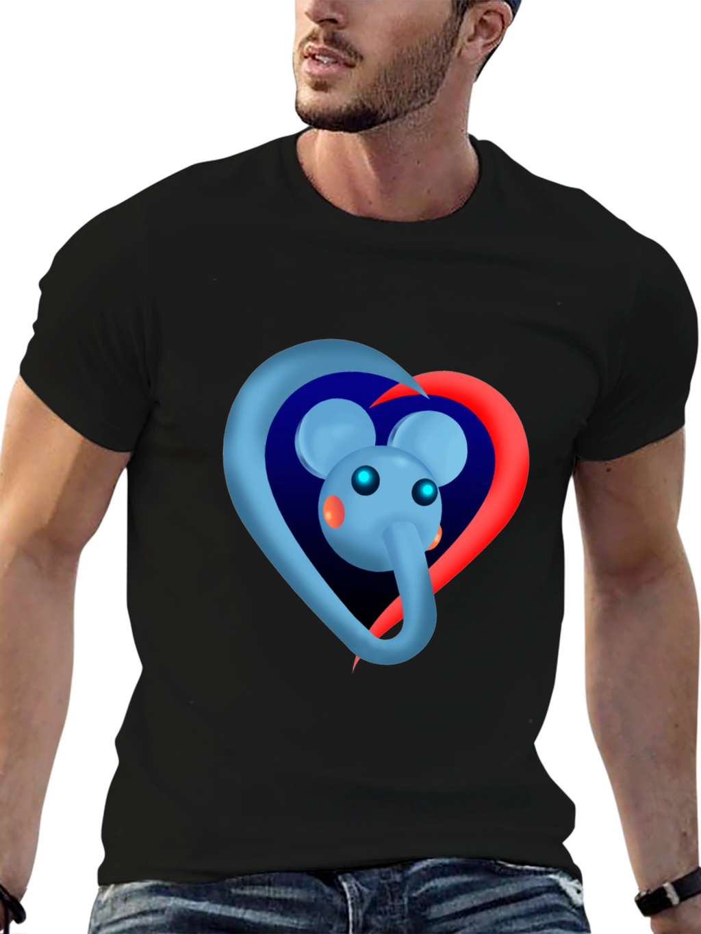 Elephant Heart Graphic Tee - Black