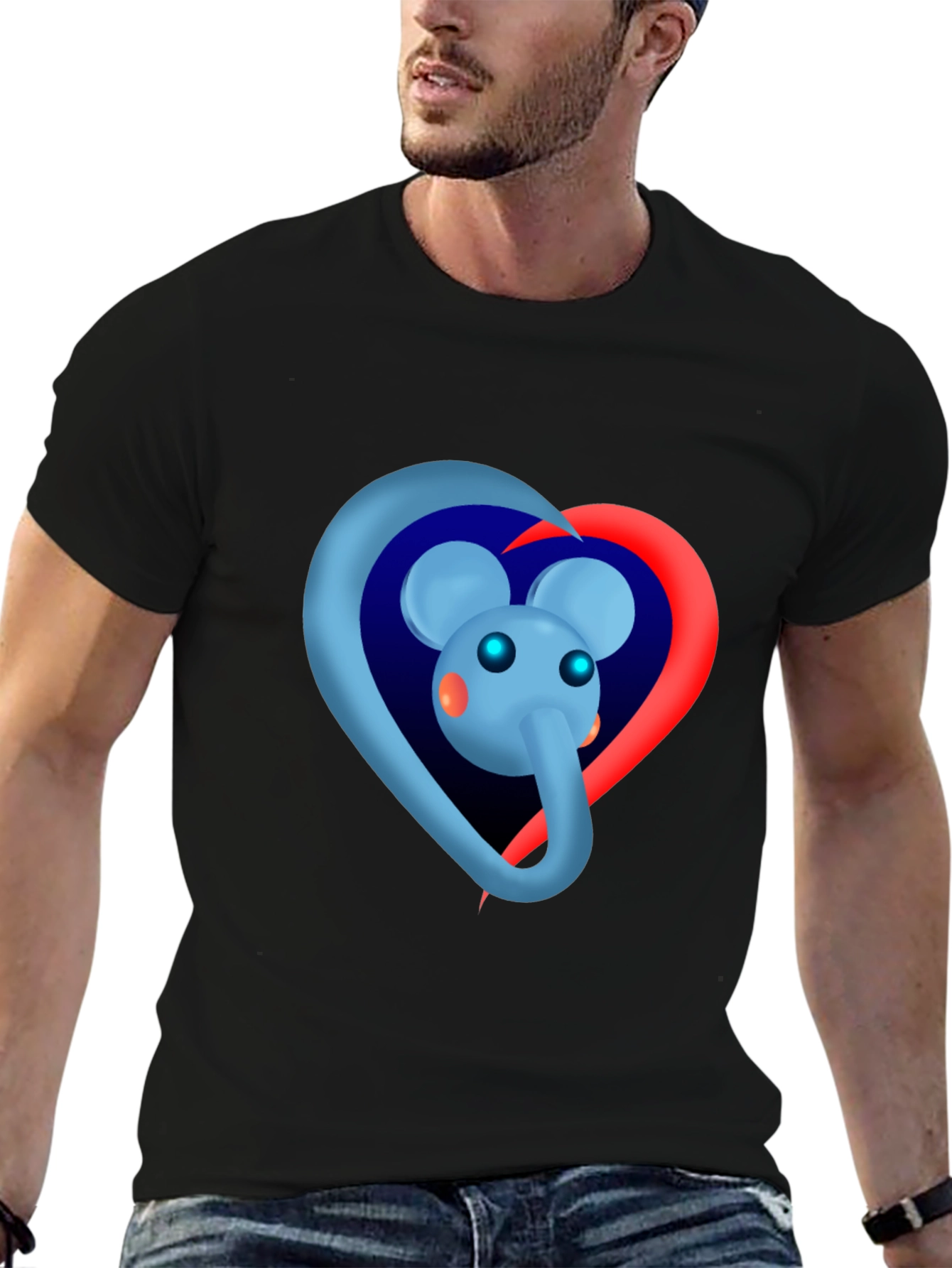 Elephant Heart Graphic Tee - Black