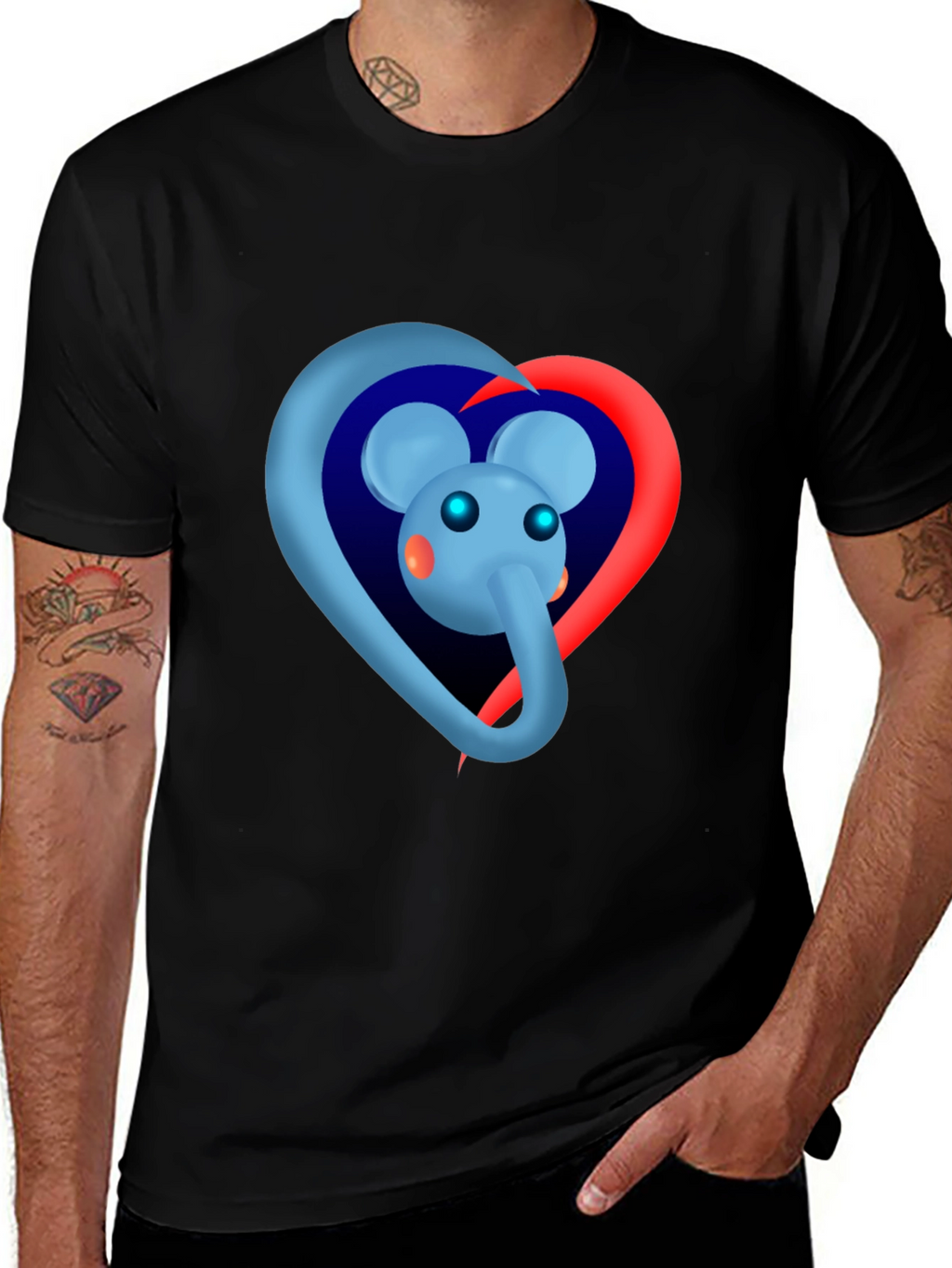 Elephant Heart Graphic Tee - Black