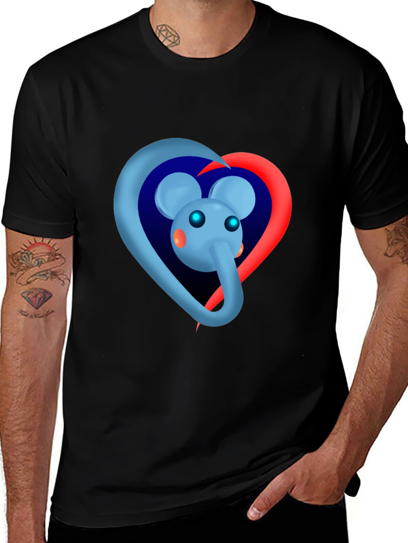 Elephant Heart Graphic Tee - Black