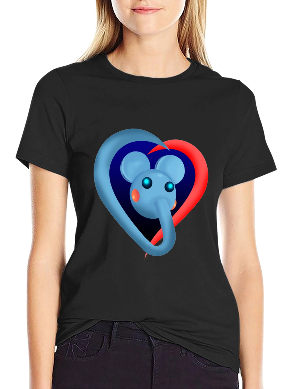 Elephant Heart Graphic Tee - Black