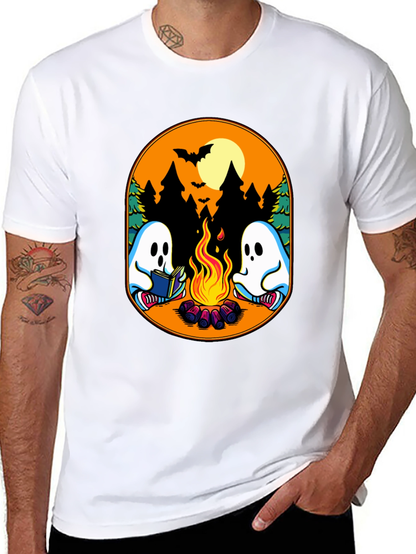 Campfire Ghost Graphic T-Shirt - Spooky Season