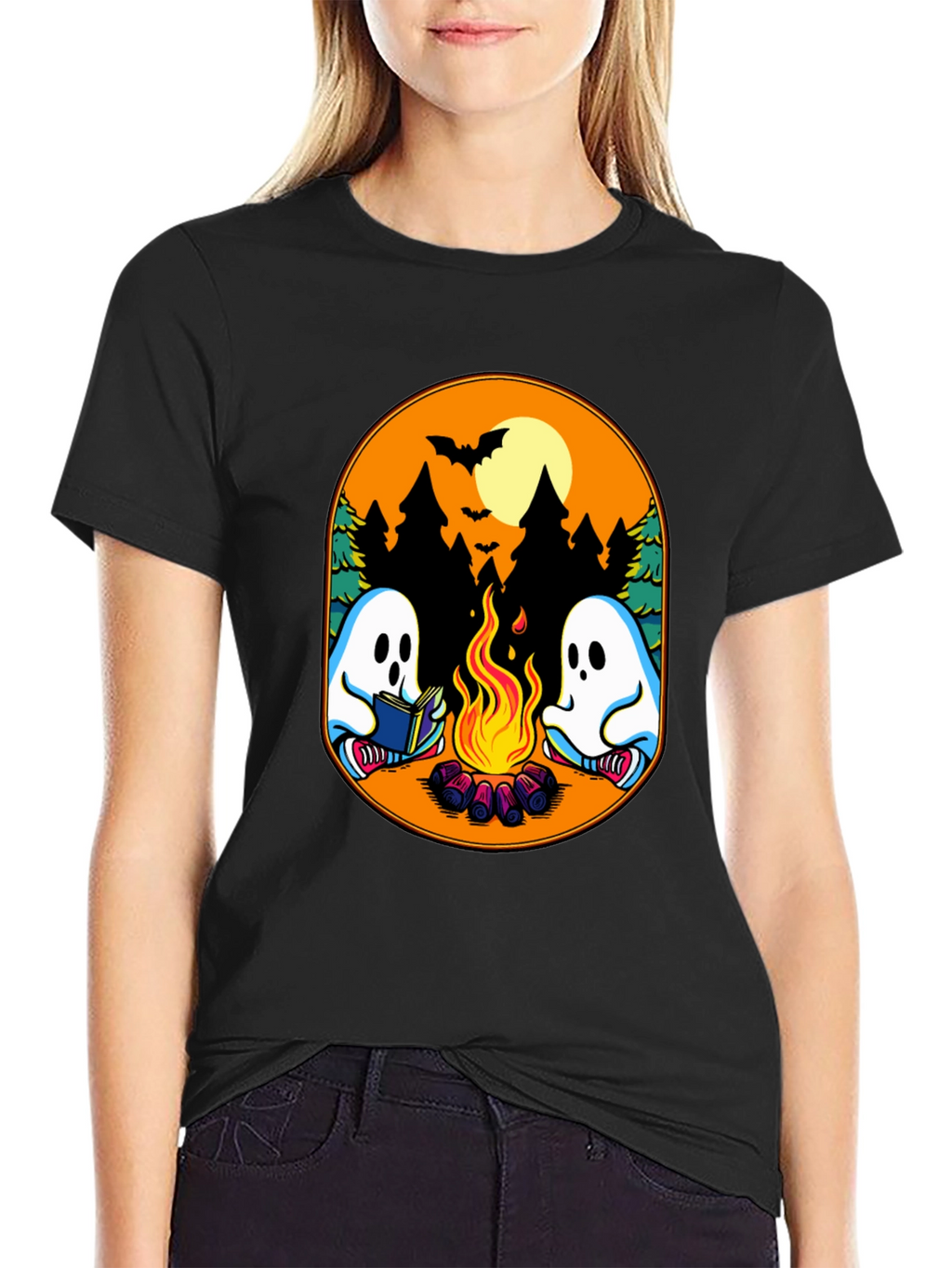 Campfire Ghost Graphic T-Shirt - Spooky Season