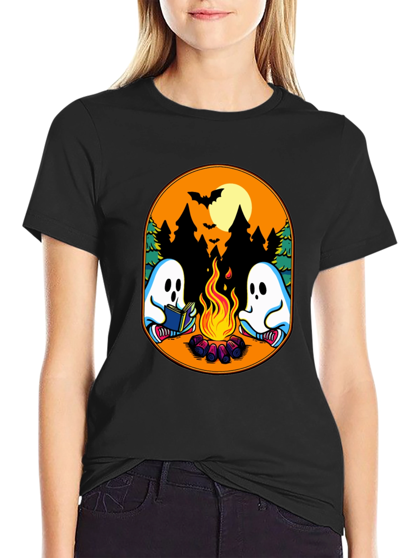 Campfire Ghost Graphic T-Shirt - Spooky Season