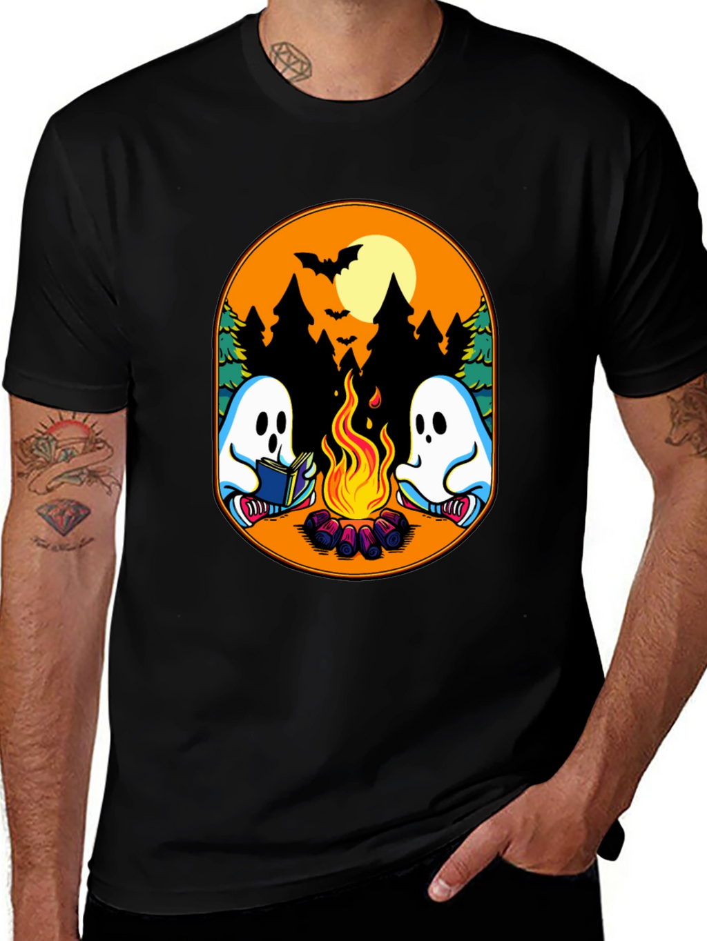 Campfire Ghost Graphic T-Shirt - Spooky Season