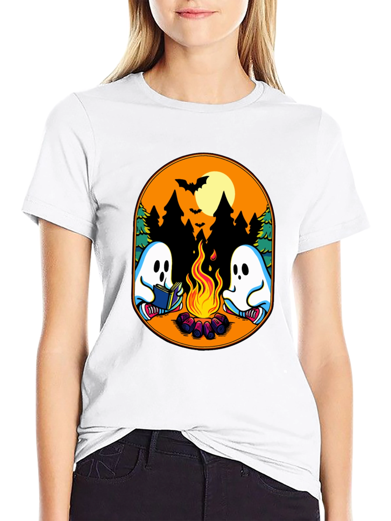 Campfire Ghost Graphic T-Shirt - Spooky Season