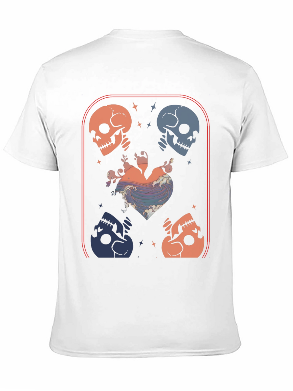 Skull Heart Wave Graphic Tee - Edgy Aesthetic