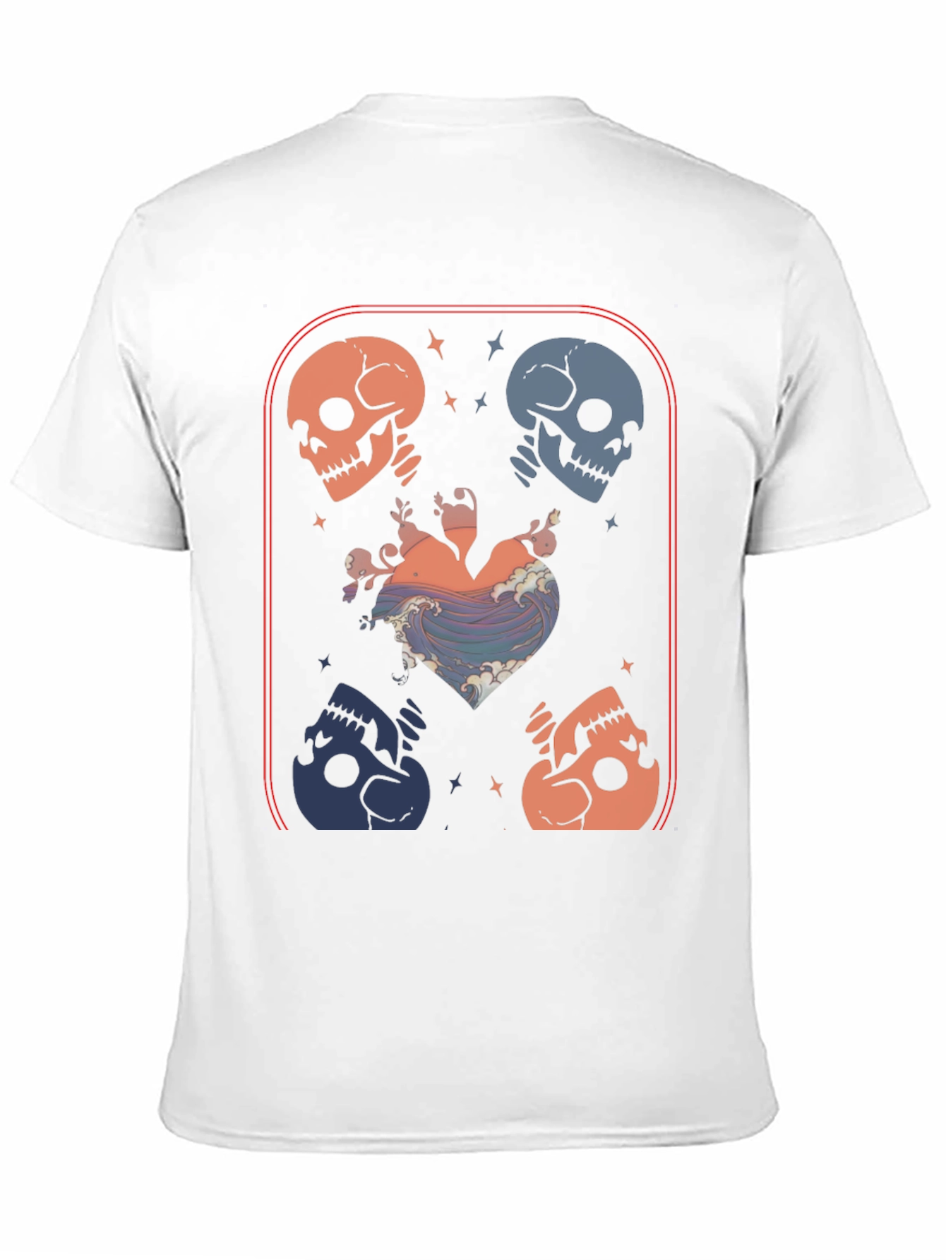 Skull Heart Wave Graphic Tee - Edgy Aesthetic