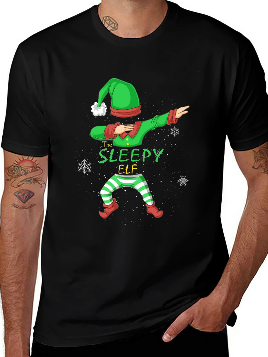 Sleepy Elf Dabbing Christmas T-Shirt