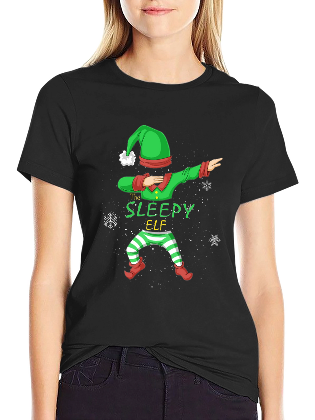 Sleepy Elf Dabbing Christmas T-Shirt