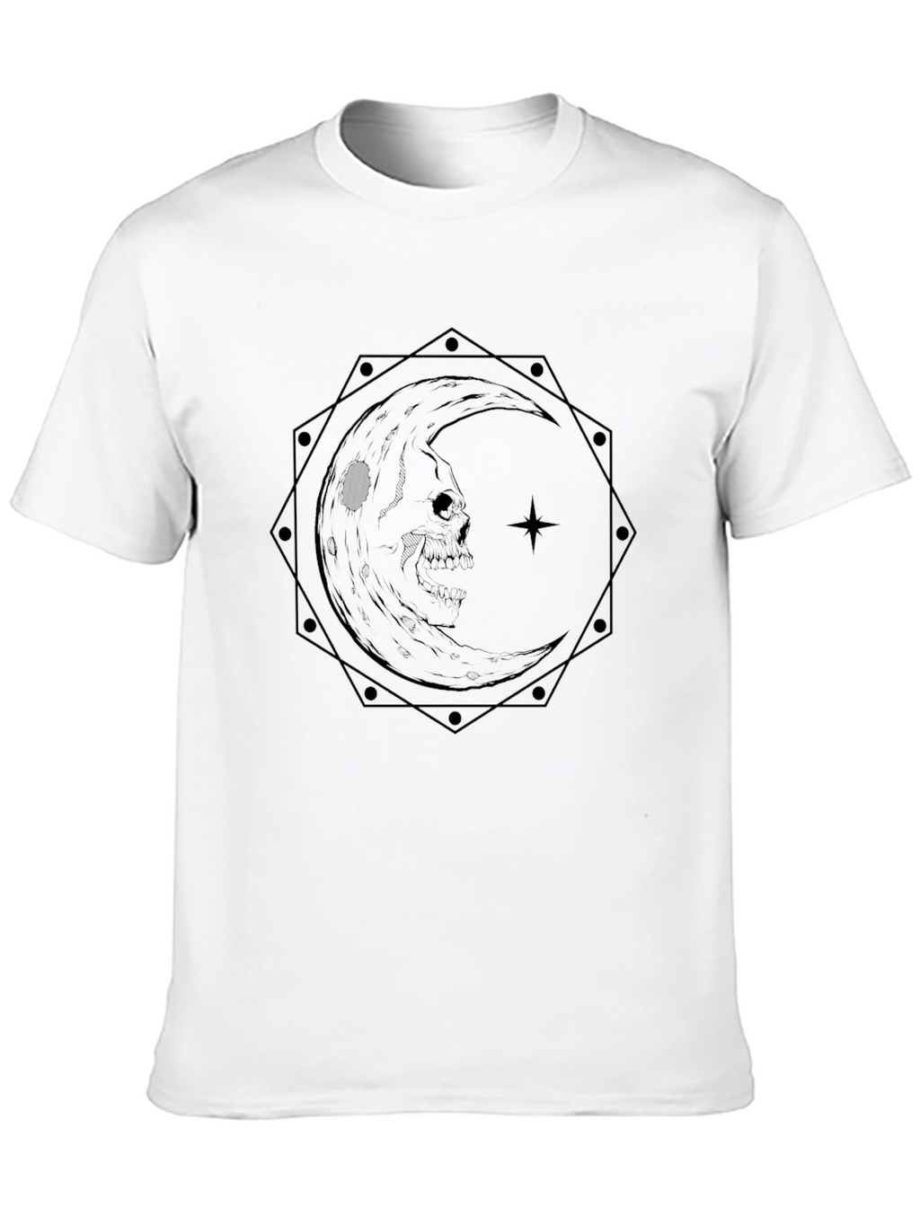 Skull Moon Graphic Tee - Gothic Style Black T-Shirt