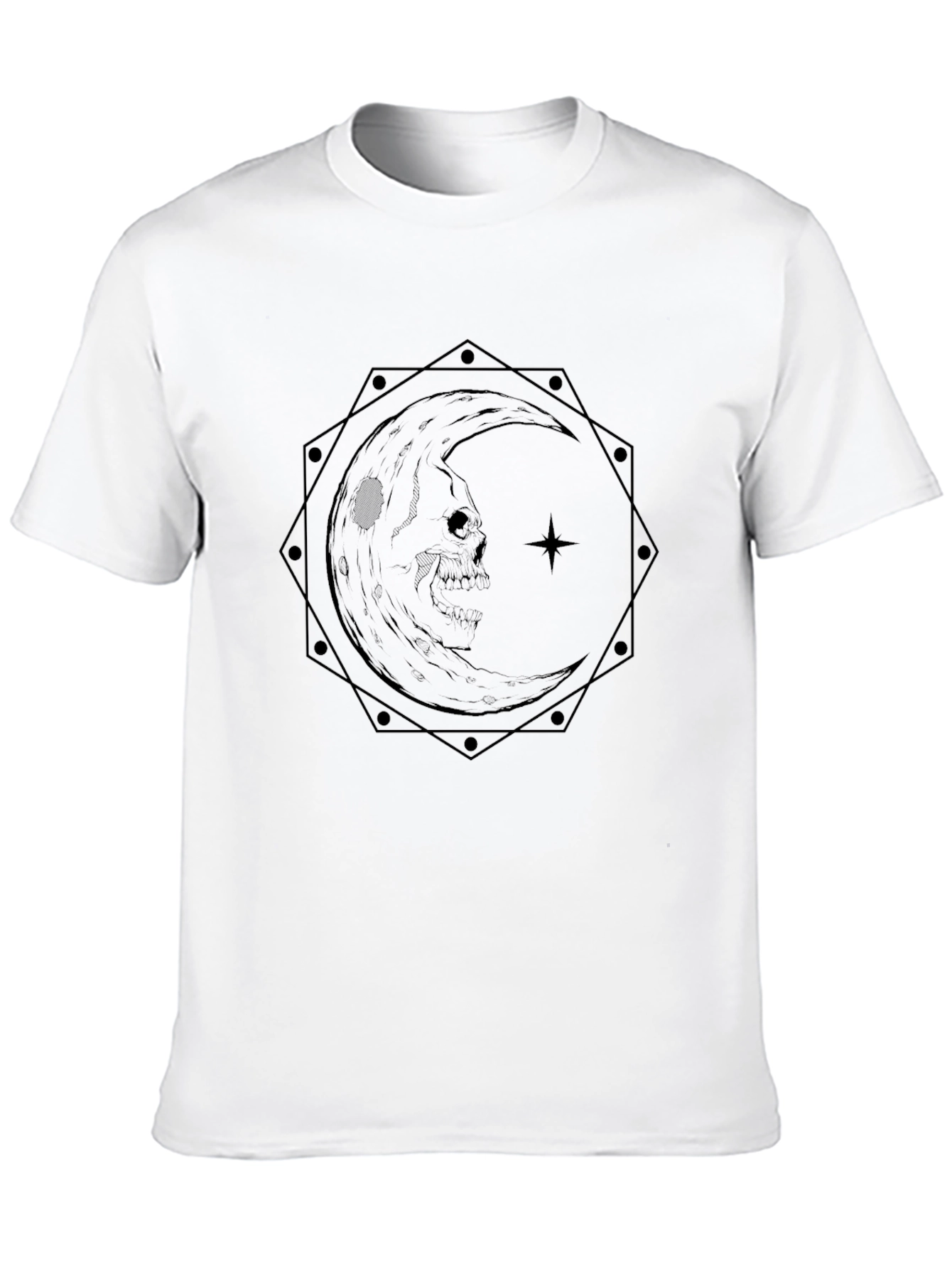 Skull Moon Graphic Tee - Gothic Style Black T-Shirt