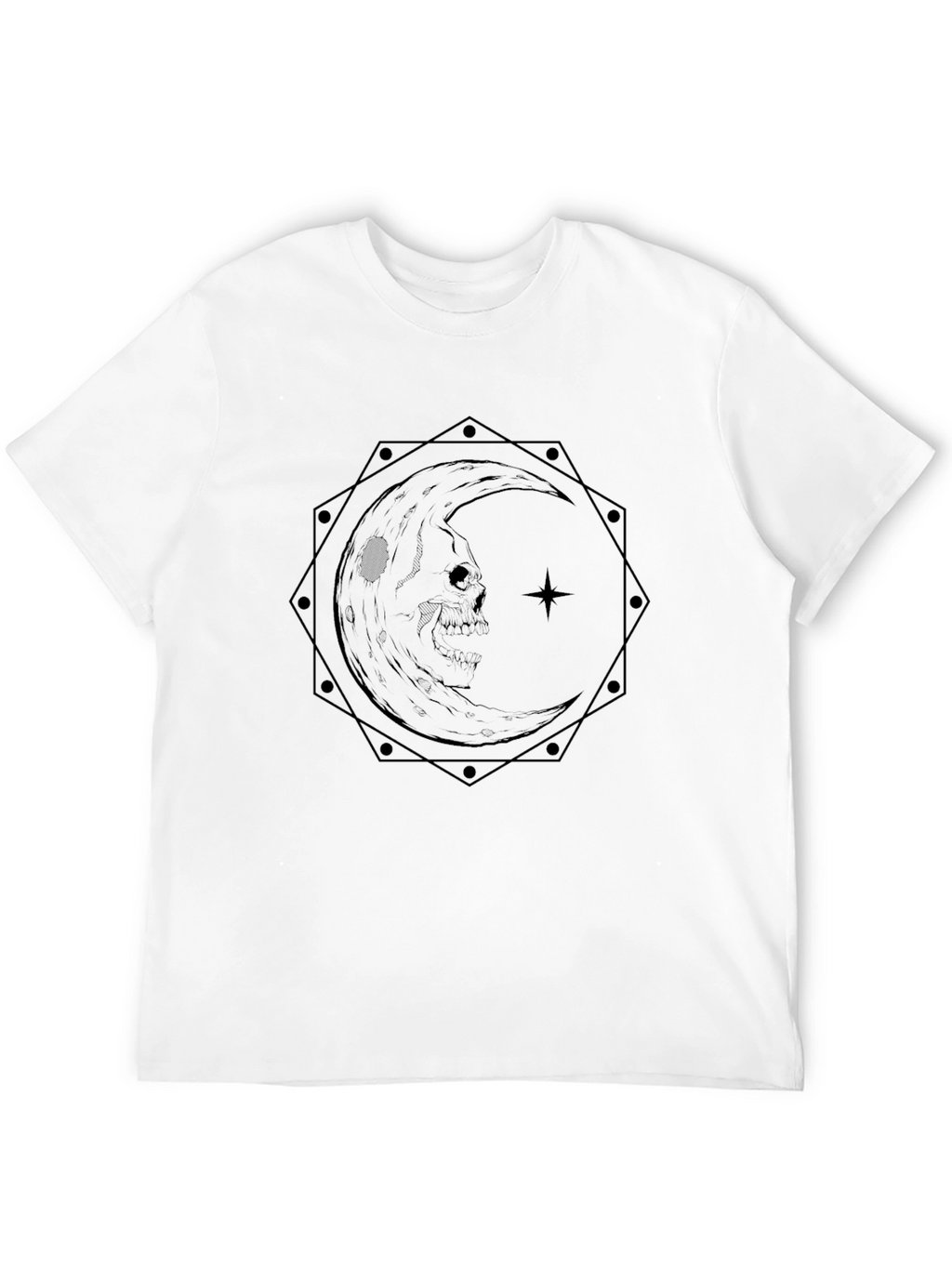 Skull Moon Graphic Tee - Gothic Style Black T-Shirt