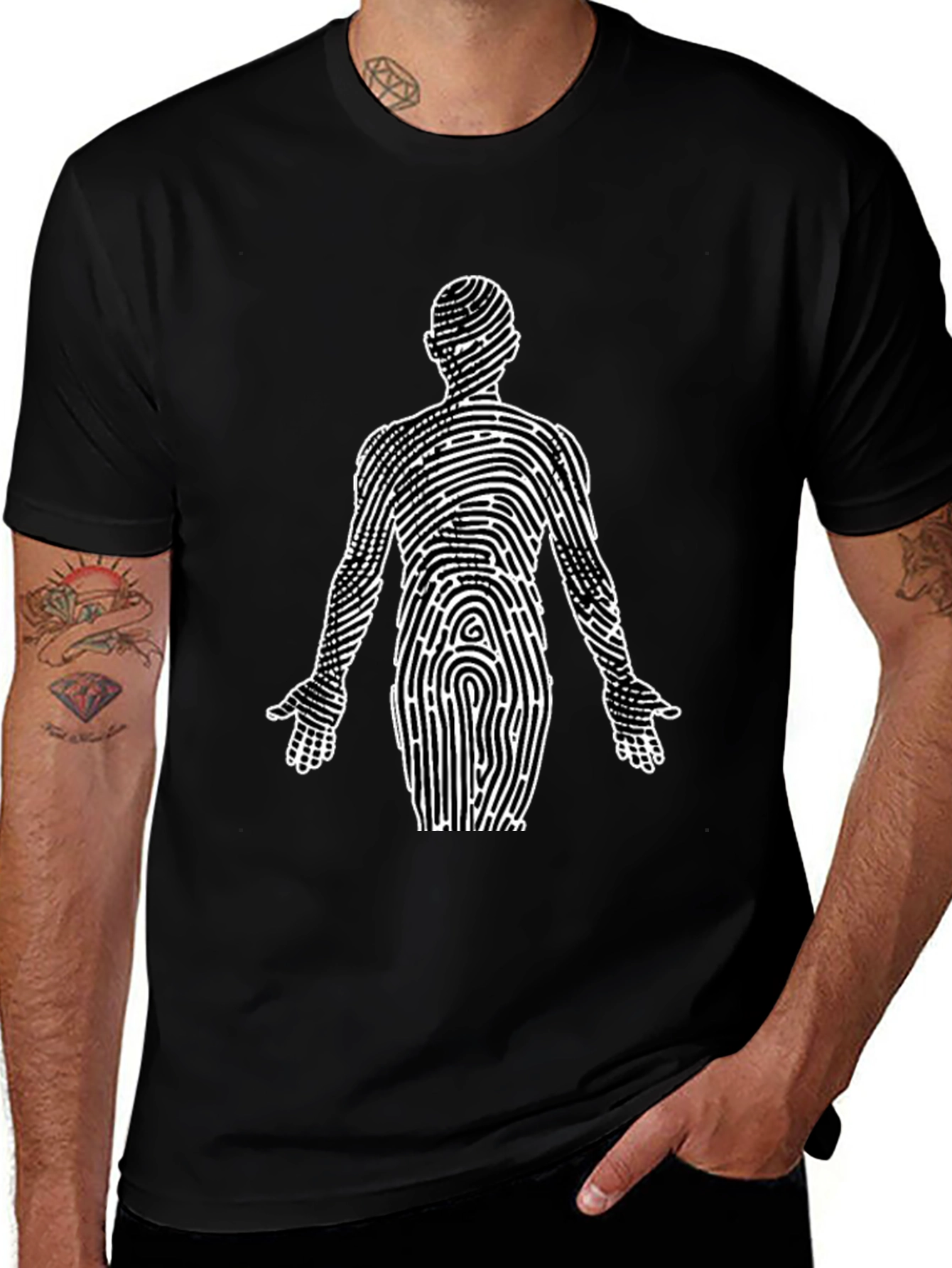 Unique Fingerprint Body Black T-Shirt