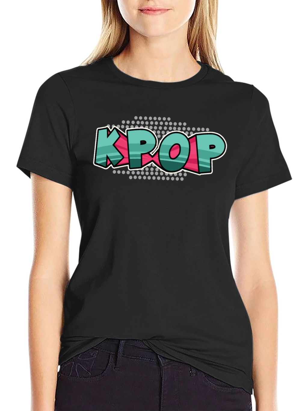 KPOP Graphic Tee - Black Cotton Crew Neck T-Shirt