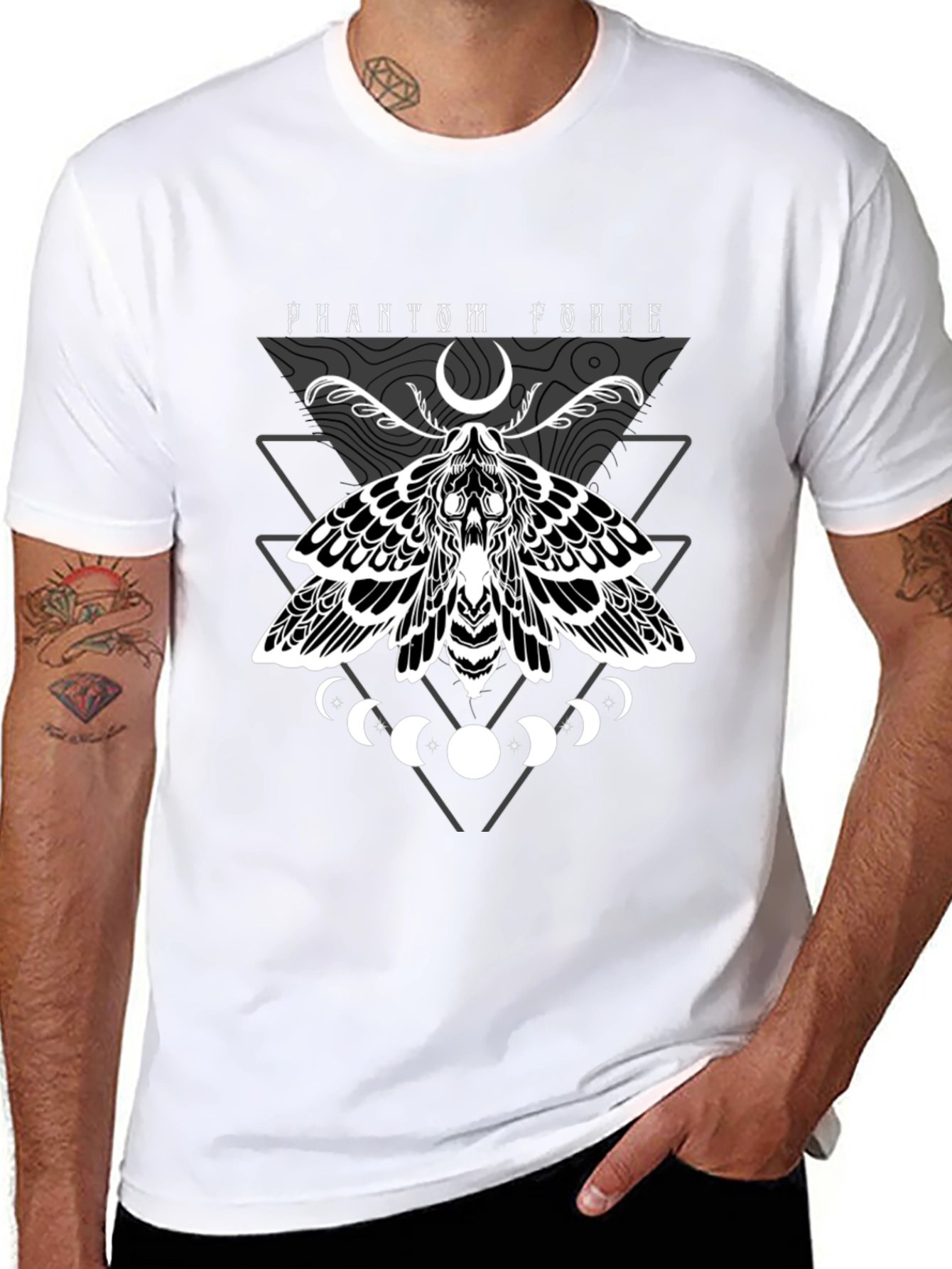 Phantom Force Moth Graphic Black T-Shirt