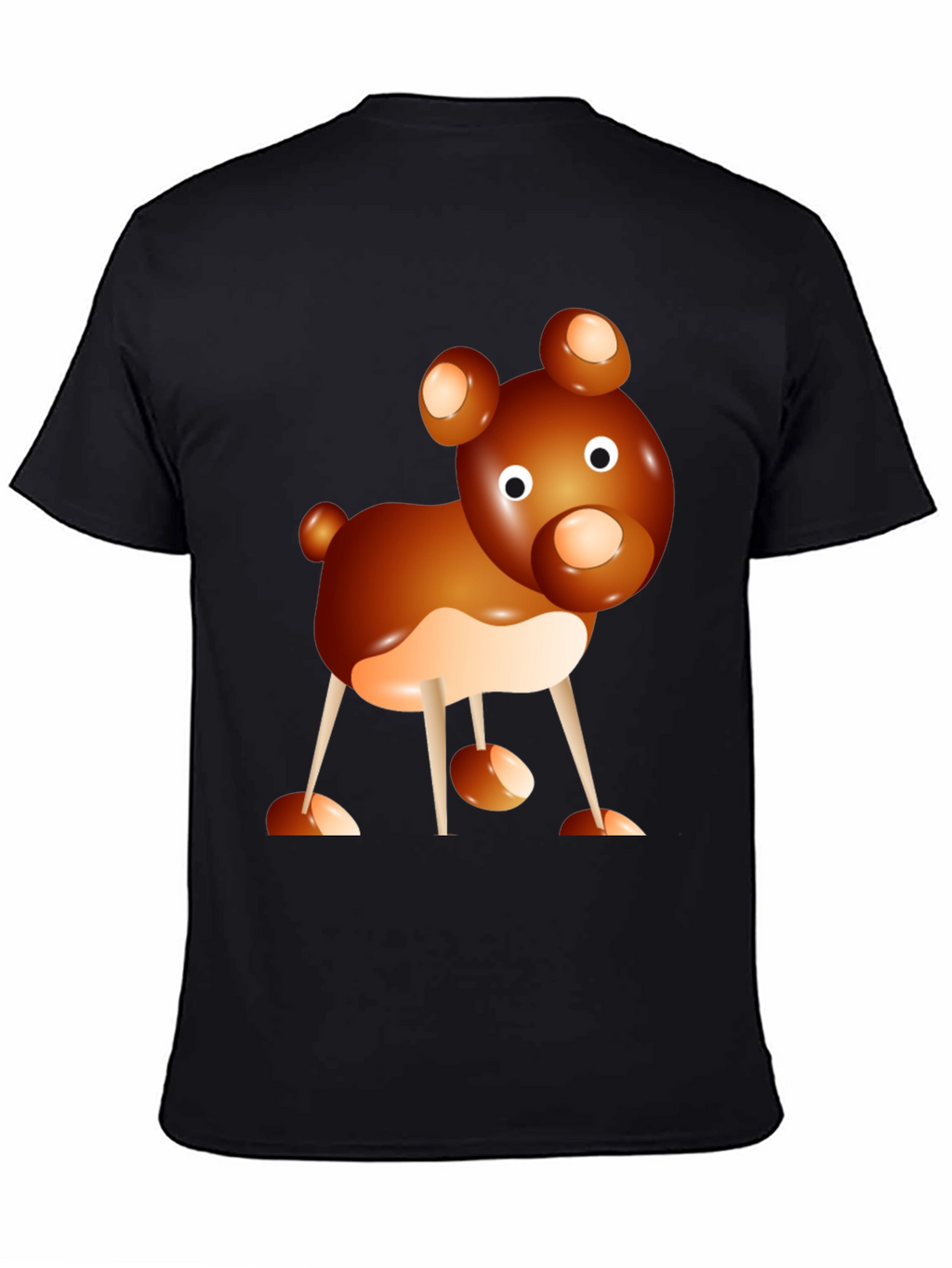 Cartoon Bear Graphic Tee - Black