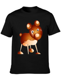 Cartoon Bear Graphic Tee - Black