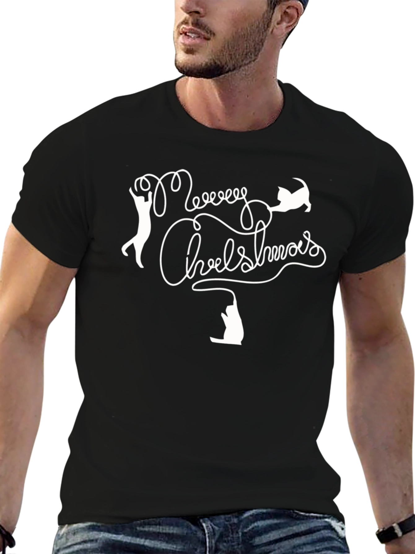 Meowy Christmas Cat T-Shirt - Holiday Fun