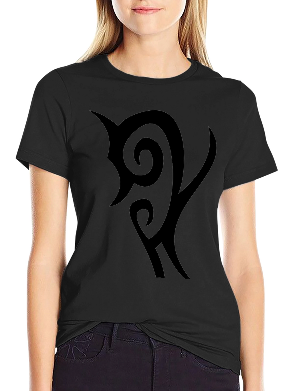 Black Graphic Tee - Tribal Design