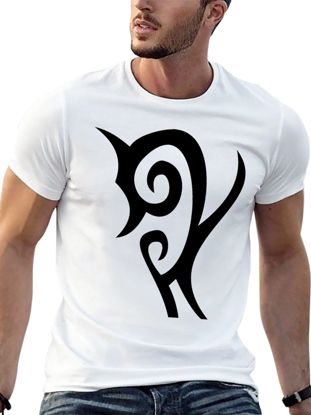 Black Graphic Tee - Tribal Design