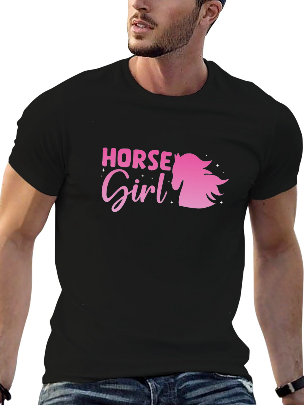 Horse Girl Graphic Tee - Black Cotton Shirt