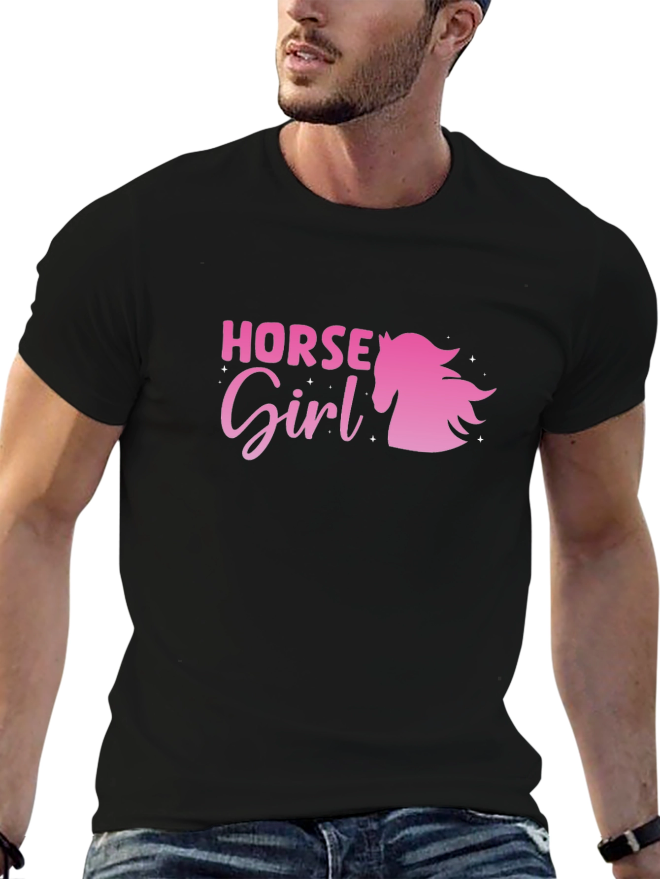 Horse Girl Graphic Tee - Black Cotton Shirt