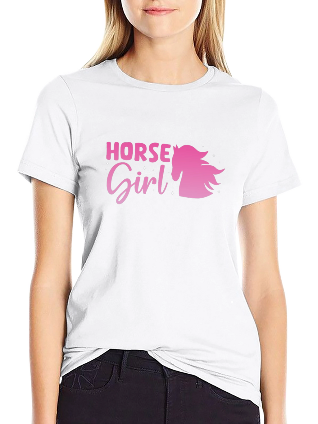 Horse Girl Graphic Tee - Black Cotton Shirt
