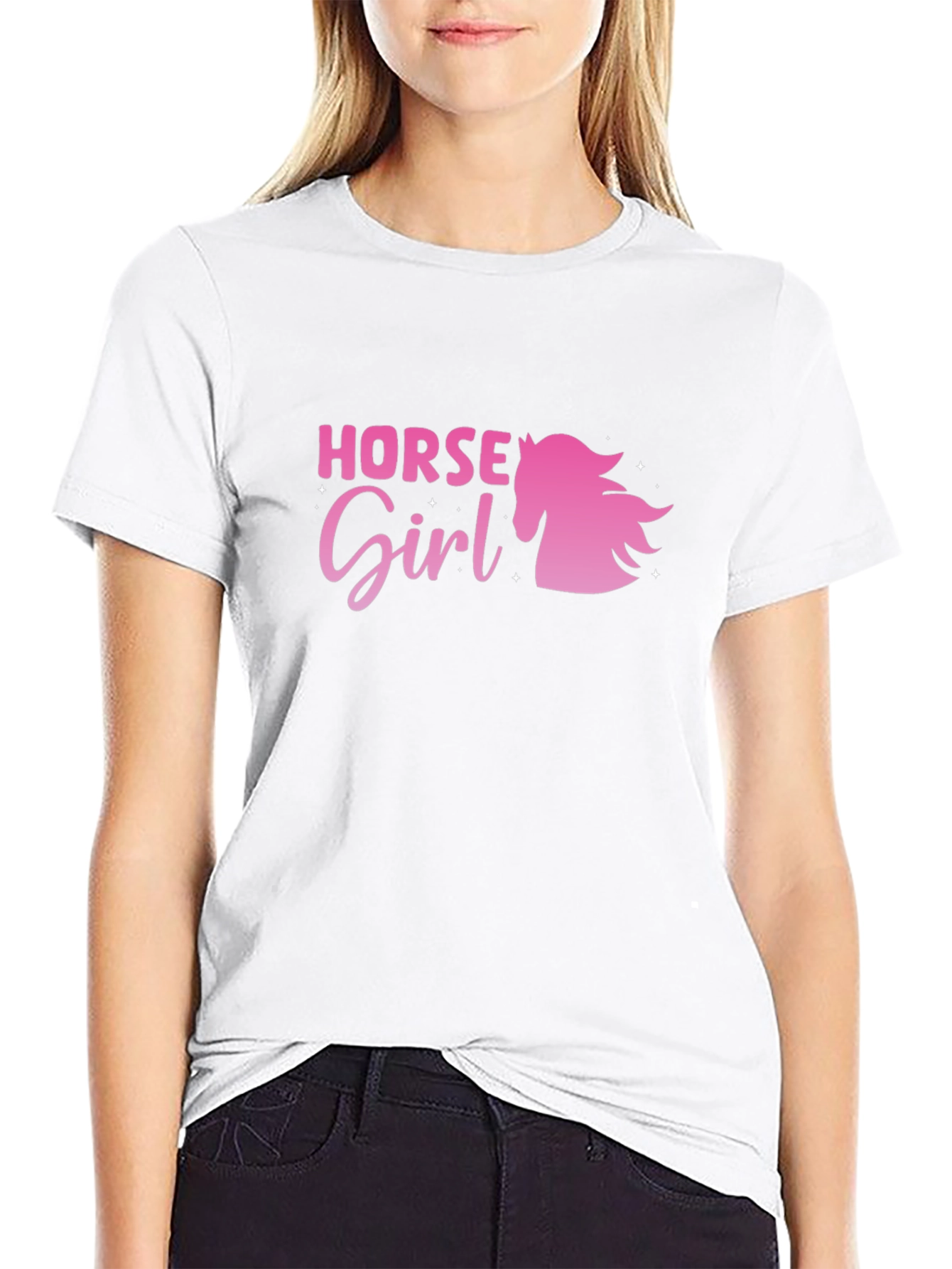 Horse Girl Graphic Tee - Black Cotton Shirt