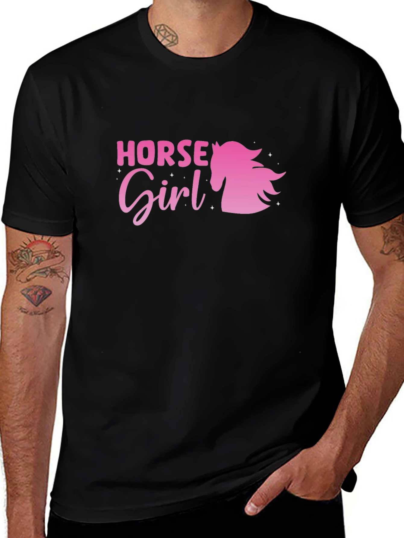 Horse Girl Graphic Tee - Black Cotton Shirt