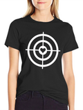 Heart Target Graphic Tee - Black Cotton Casual T-Shirt