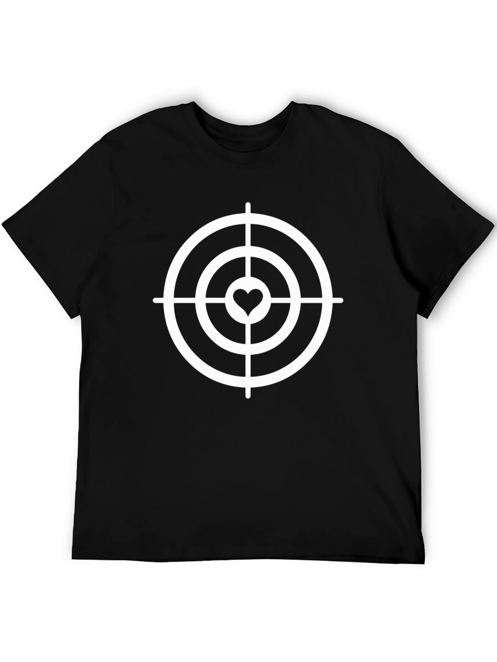 Heart Target Graphic Tee - Black Cotton Casual T-Shirt