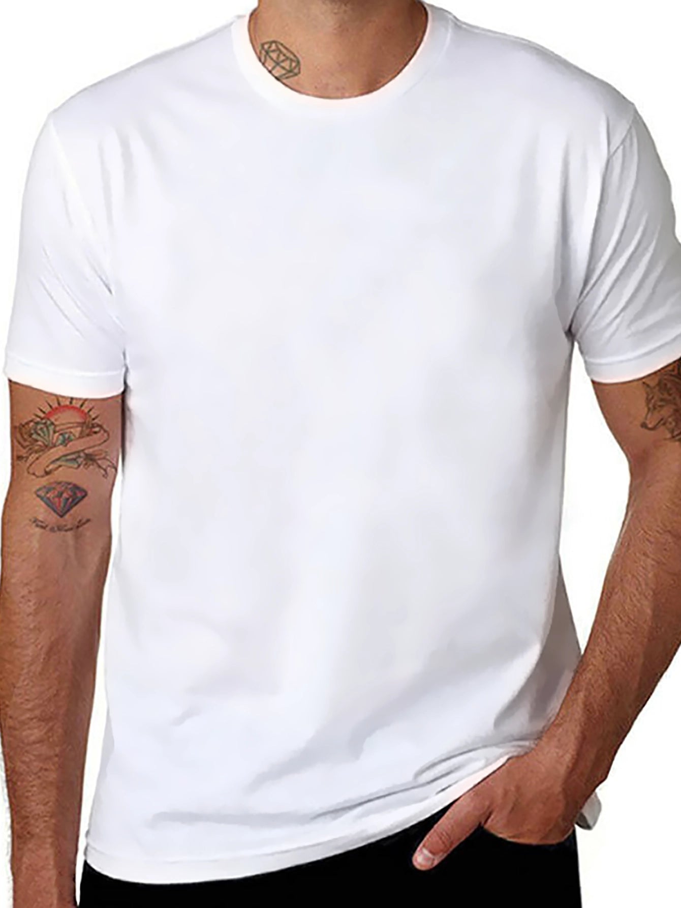 Mens Solid Black Crew Neck T-Shirt