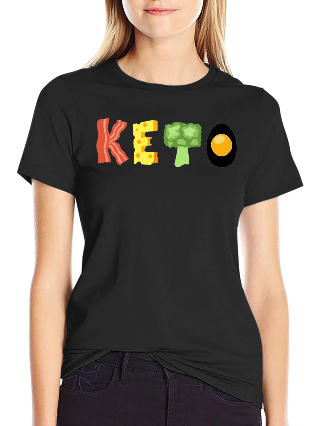 KETO Diet Food T-Shirt - Bacon Cheese Broccoli Egg