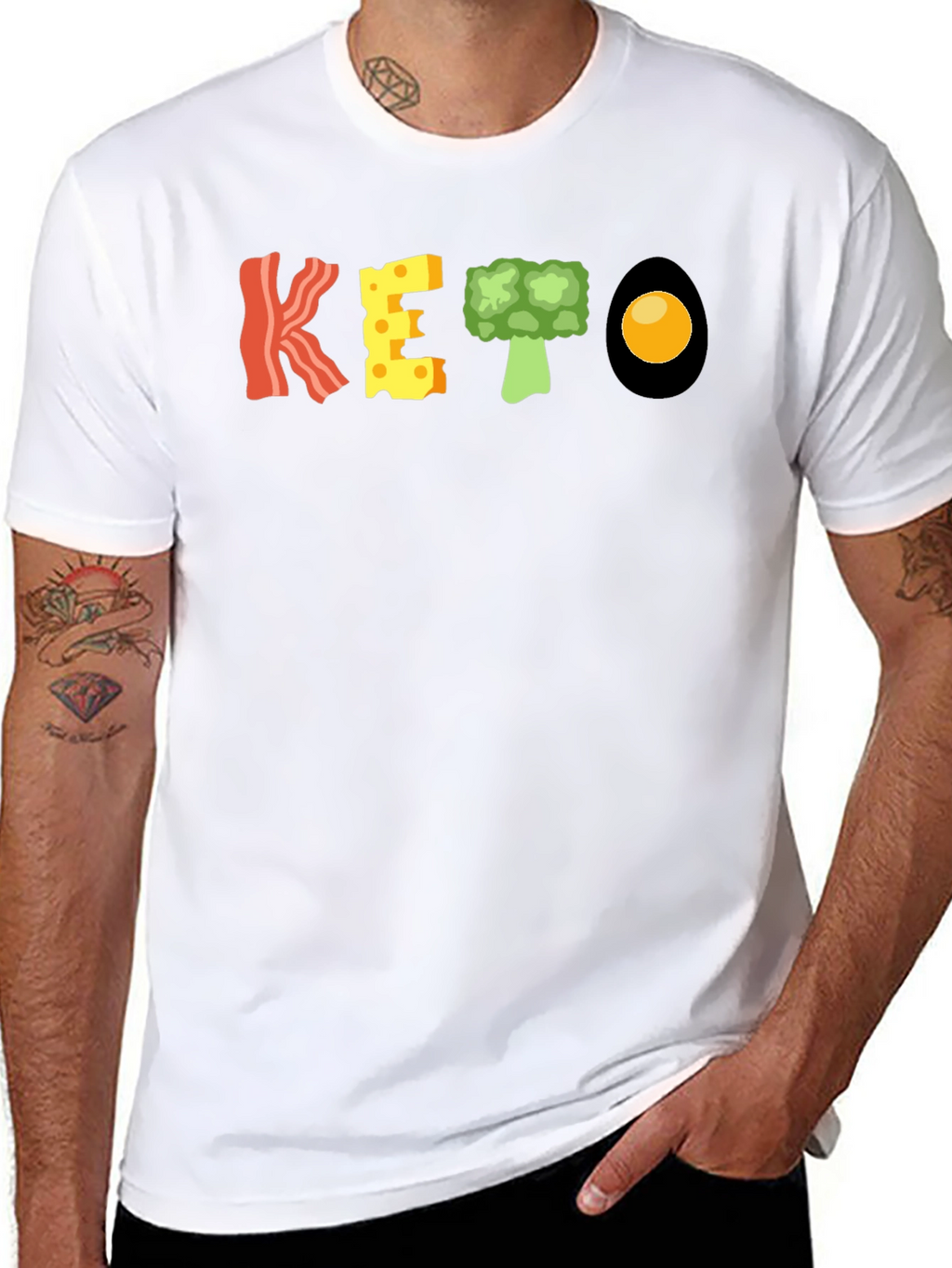 KETO Diet Food T-Shirt - Bacon Cheese Broccoli Egg
