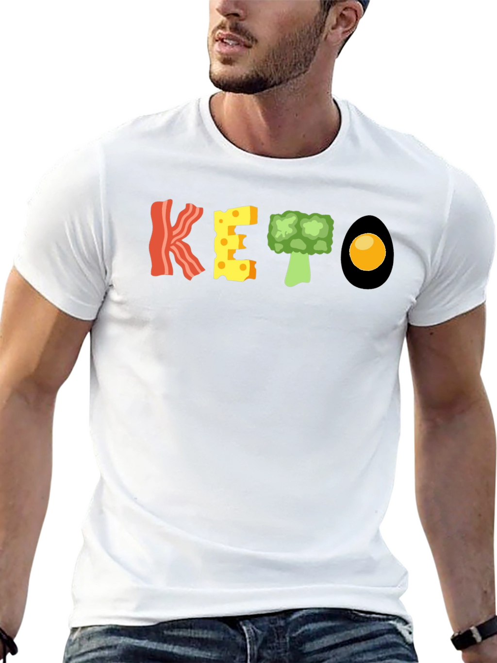 KETO Diet Food T-Shirt - Bacon Cheese Broccoli Egg