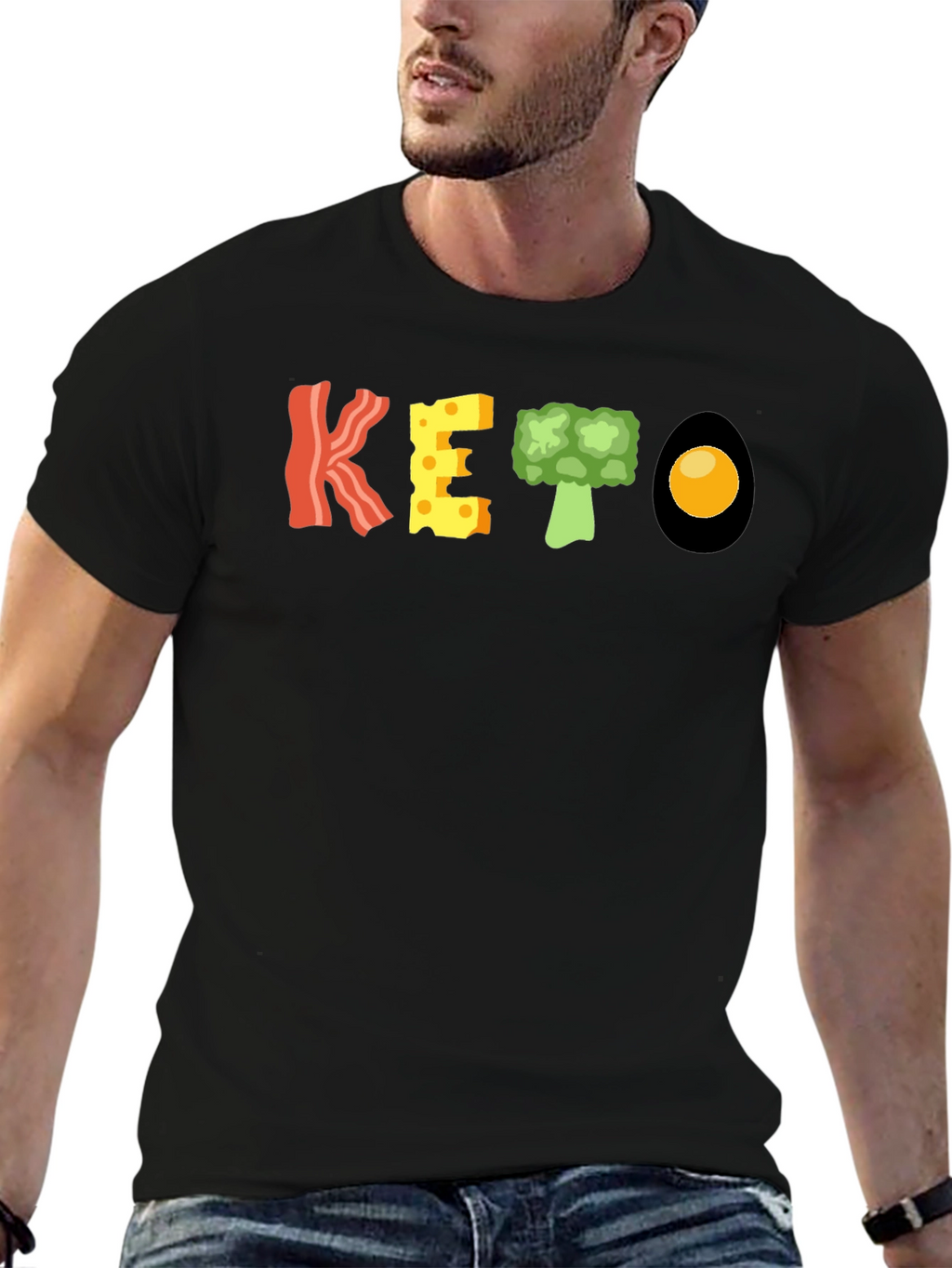 KETO Diet Food T-Shirt - Bacon Cheese Broccoli Egg