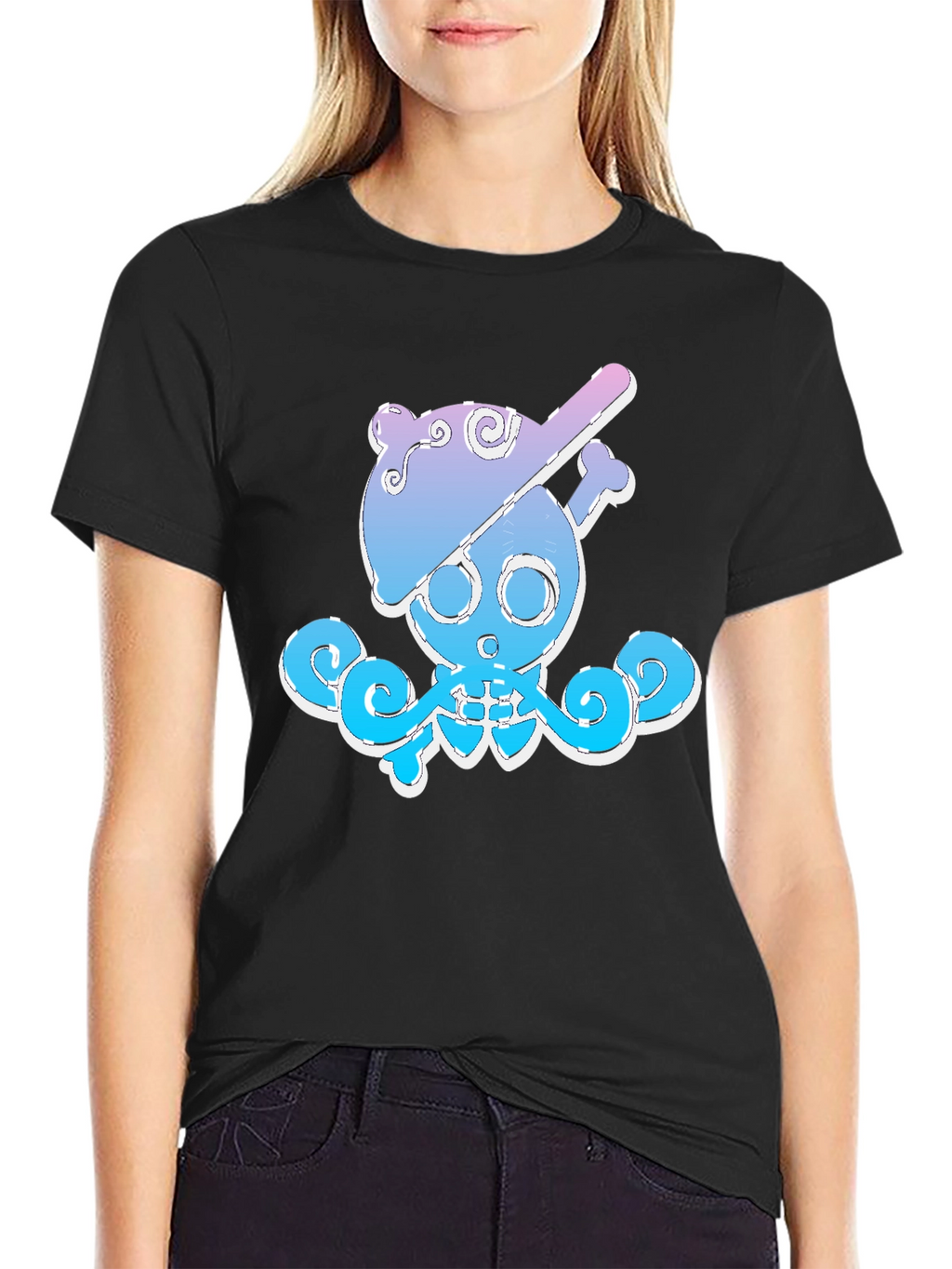 Cool Octopus Skull Graphic Tee - Black