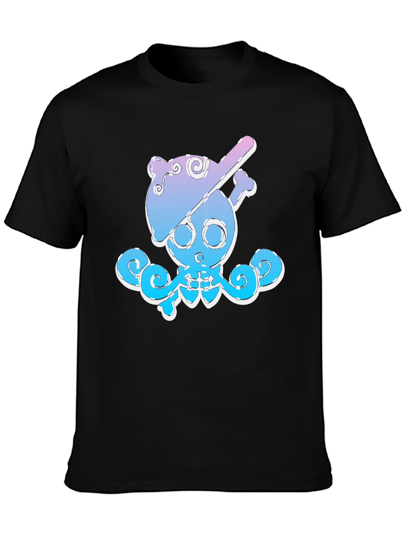 Cool Octopus Skull Graphic Tee - Black