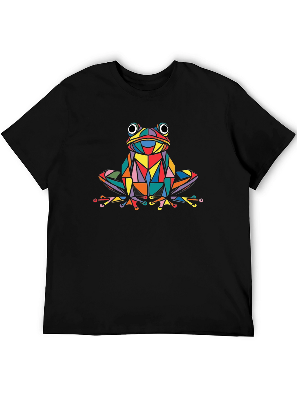 Geometric Frog Graphic Black T-Shirt
