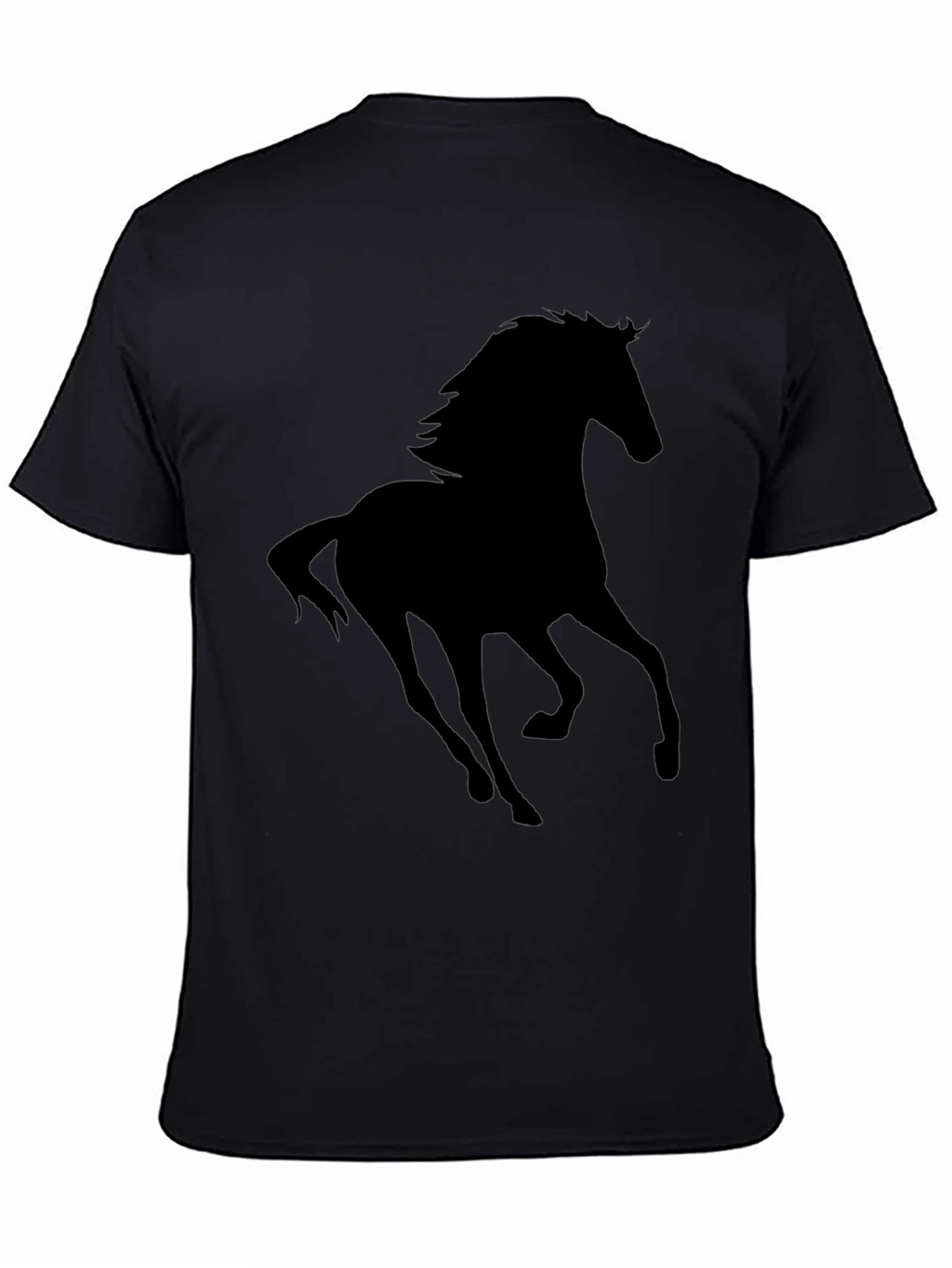 Black Horse Silhouette Graphic Tee - Casual Style