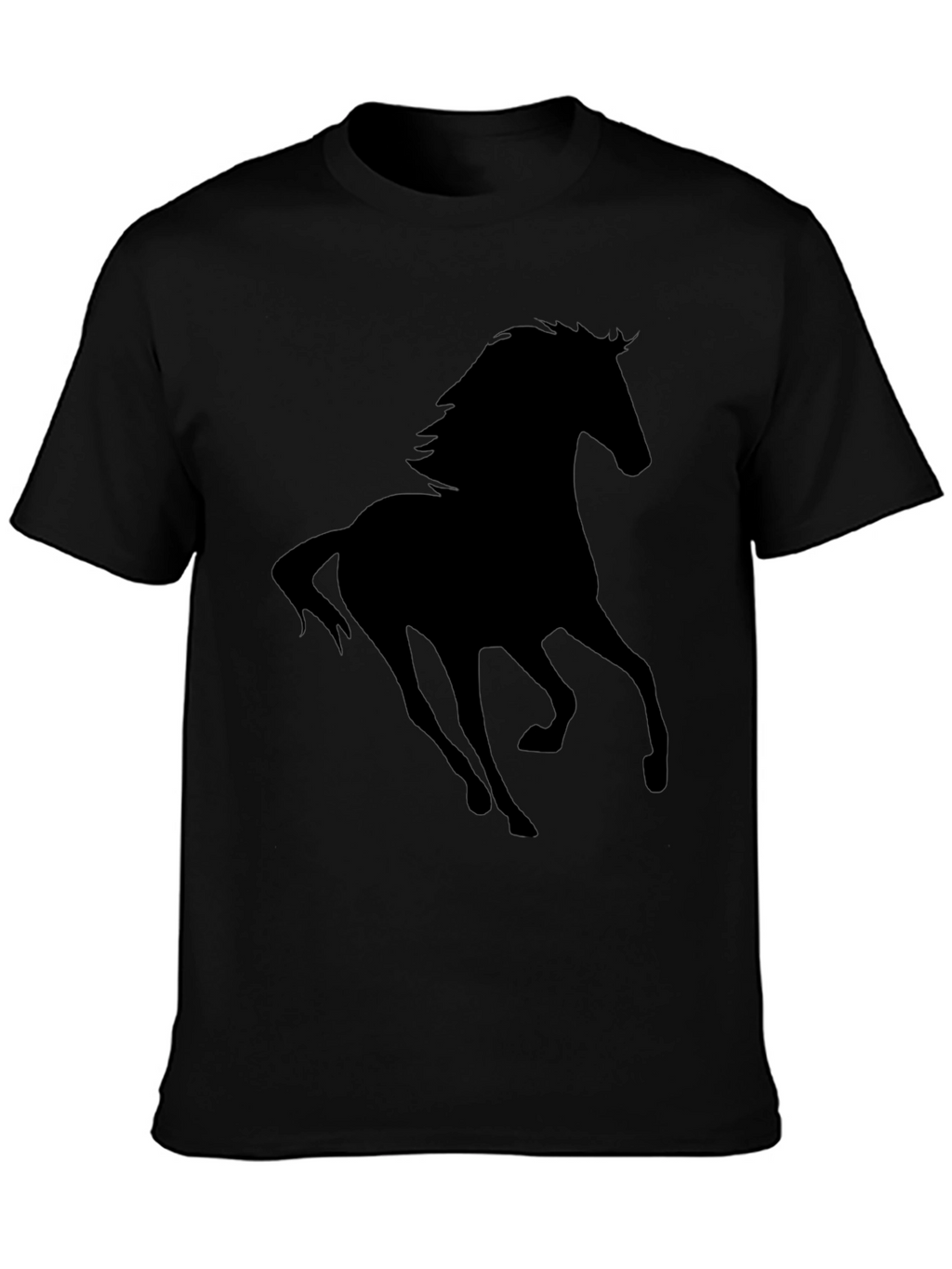 Black Horse Silhouette Graphic Tee - Casual Style