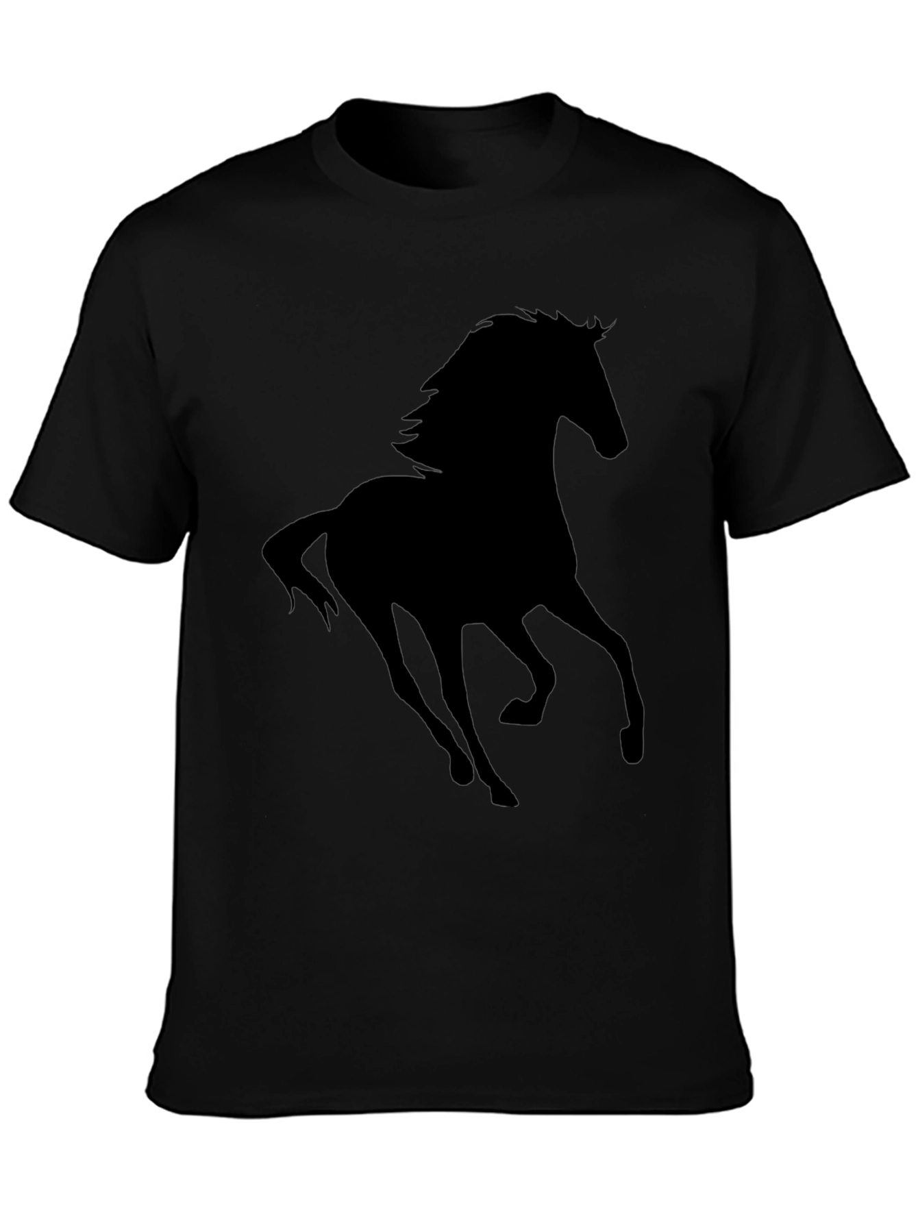 Black Horse Silhouette Graphic Tee - Casual Style