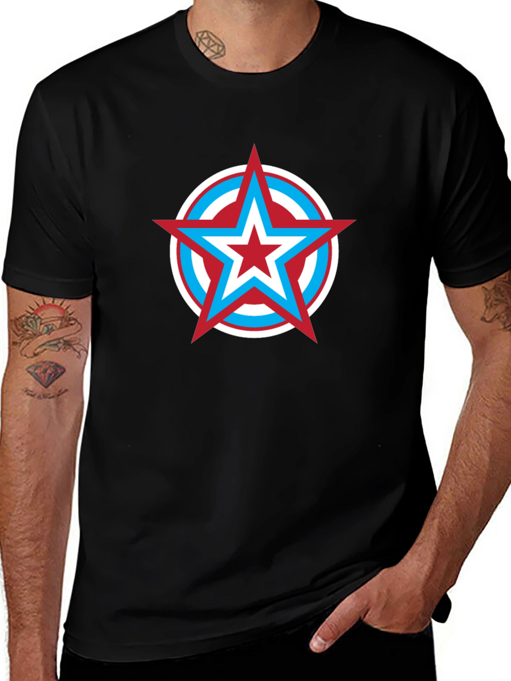 Star Shield Graphic Tee - Mens Black T-Shirt
