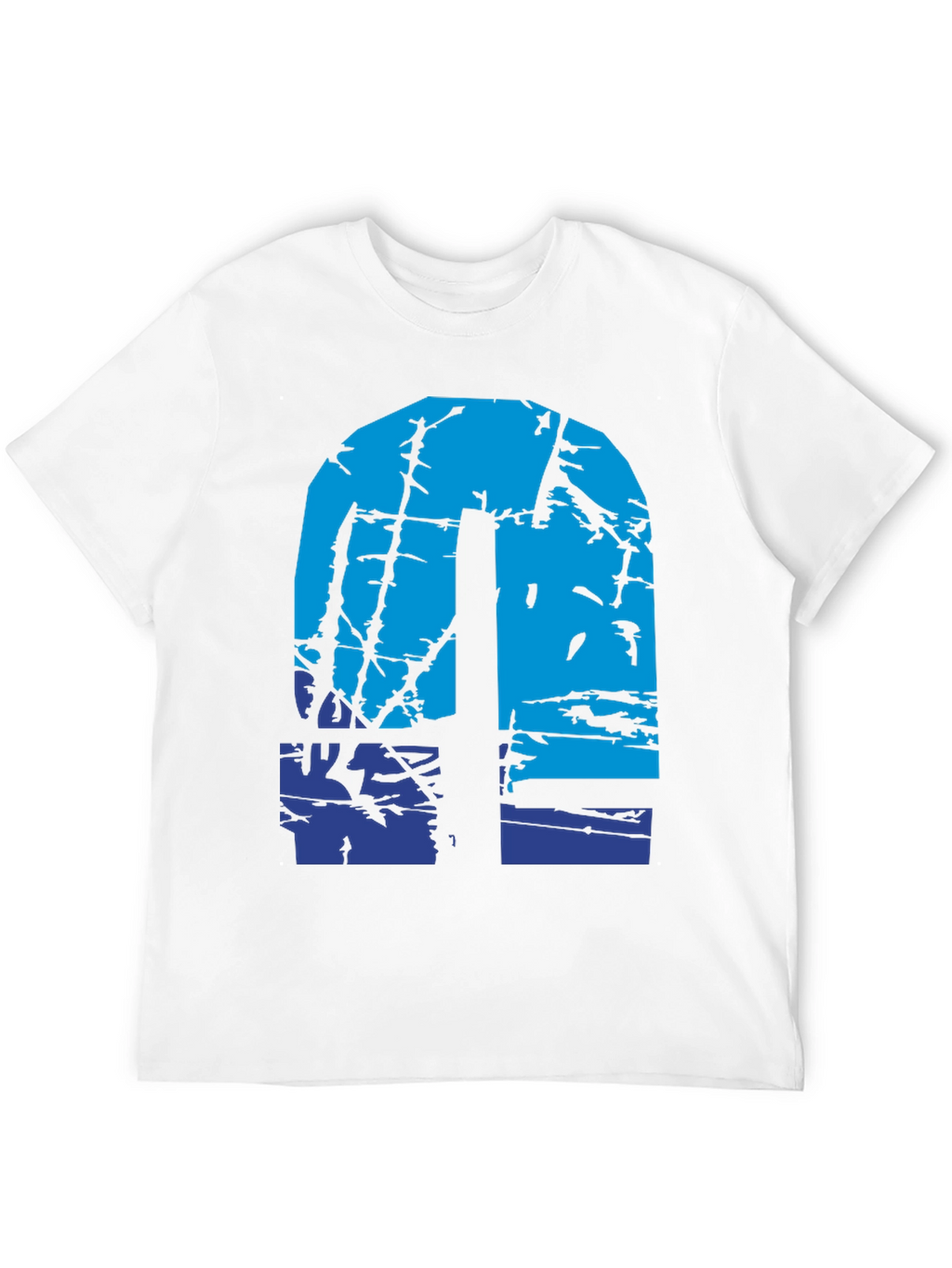Abstract Blue Graphic Print Black T-Shirt