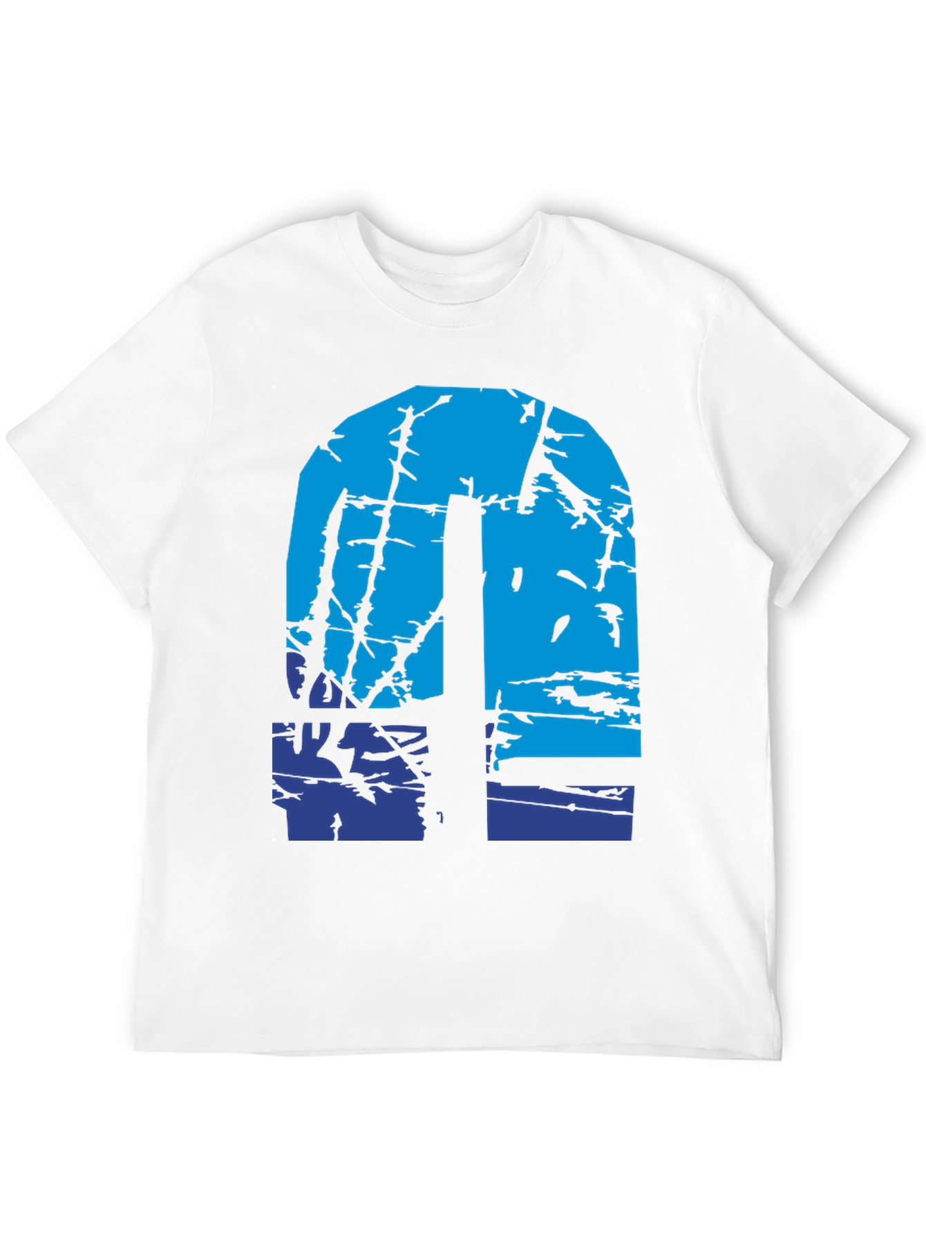 Abstract Blue Graphic Print Black T-Shirt